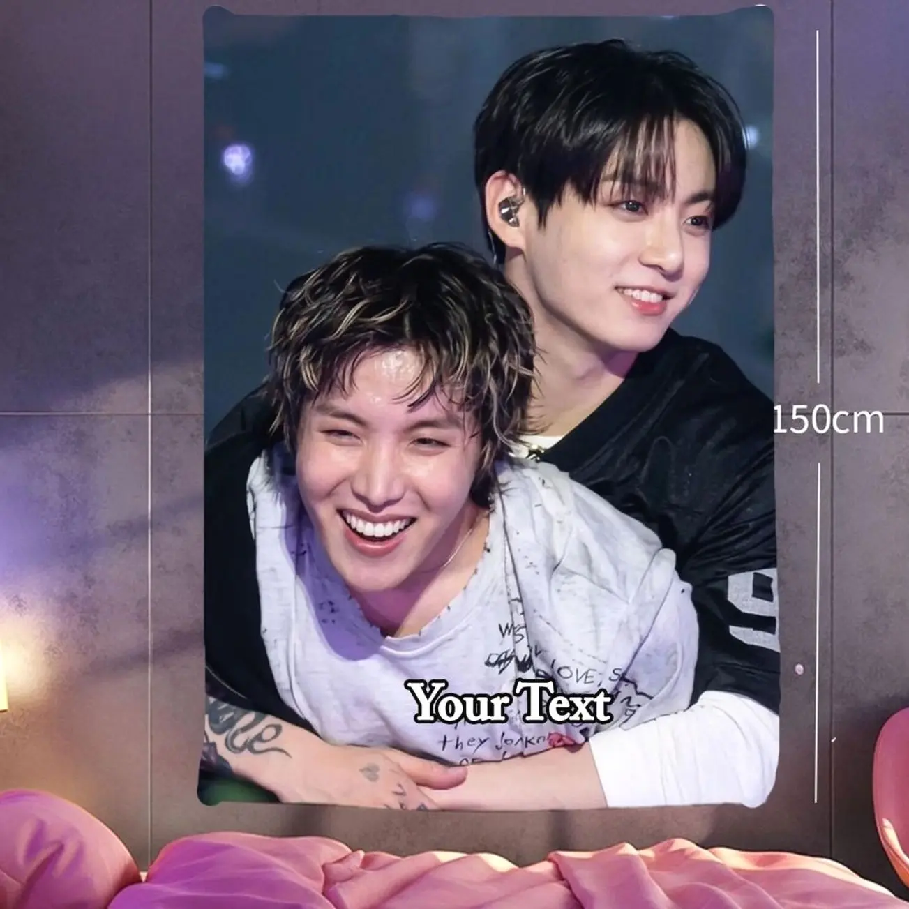 Jhope Jungkook Hanging Tapestry | Bantan Boys | Personalized Wall Art | Polyester Fabric | Ship Flag Banner