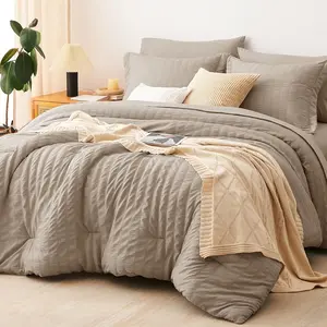 Size Comforter Khaki Seersucker 7 a Bag King Comforter with, with Down Alternative Comforter,, Pillowcases  Shams Seasons