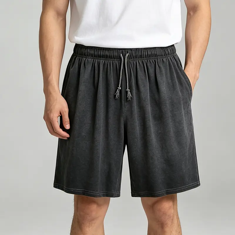 Men’s Retro Stone Wash Lounge Sweat Shorts, Elastic Waist Drawstring Loose Knee Length Casual Shorts, Comfort Summer Walking Gym Gift Shorts with Pockets