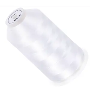 Single Huge Spool 5000M Each Polyester Embroidery Machine Thread 40WT for Commercial and Domestic Machines - White
