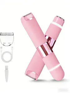 Bikini Trimmer for Women, Electric Shaver and Razor Rechargeable 2-in-1 Body and Facial Epilator, Dual Heads for Painless Trimming of Pubic Hair, Face, Underarms and Legs, Summer Gift, Cordless Rechargeable Trimmer