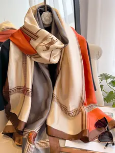 Women's Lightweight Silk Scarf, Outdoor Sun Protection Shawl, Patchwork Design, Windproof Sandproof, Fashion Gift Scarf