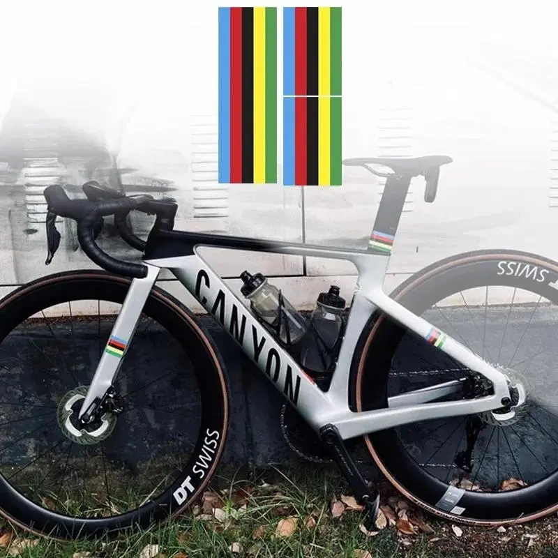 3-Piece Champion Rainbow Stripes Road & Mountain Bike Frame Sticker: Waterproof, DIY Decorative Upper Tube, Durable Material