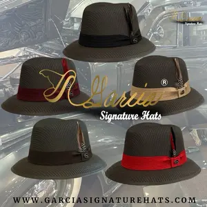 García Signature Classic Brown Lowrider Derby Hat for Men Women & Kids with Stylish Band & Feather Color Options