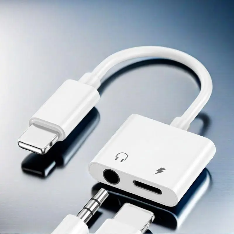 2 in 1 Charging & Auxiliary Audio USB Adapter, Compatible with iPhone 14 Pro Max 13 12 11 XS XR 8 Plus 7, Charger Adapter
