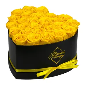 Immortal Love Black Heart | 27 Yellow Roses Bouquet Box Immortal Love Black Heart | 27 Yellow Roses Bouquet Box