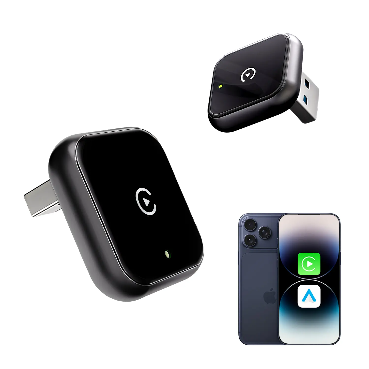 【SummerFinds】Smartia 2026 latest model 2 in 1 Wireless  CarPlay Adapter, for Both Apple and Android, Converts Wired to Wireless,Fast Connection, No Latency