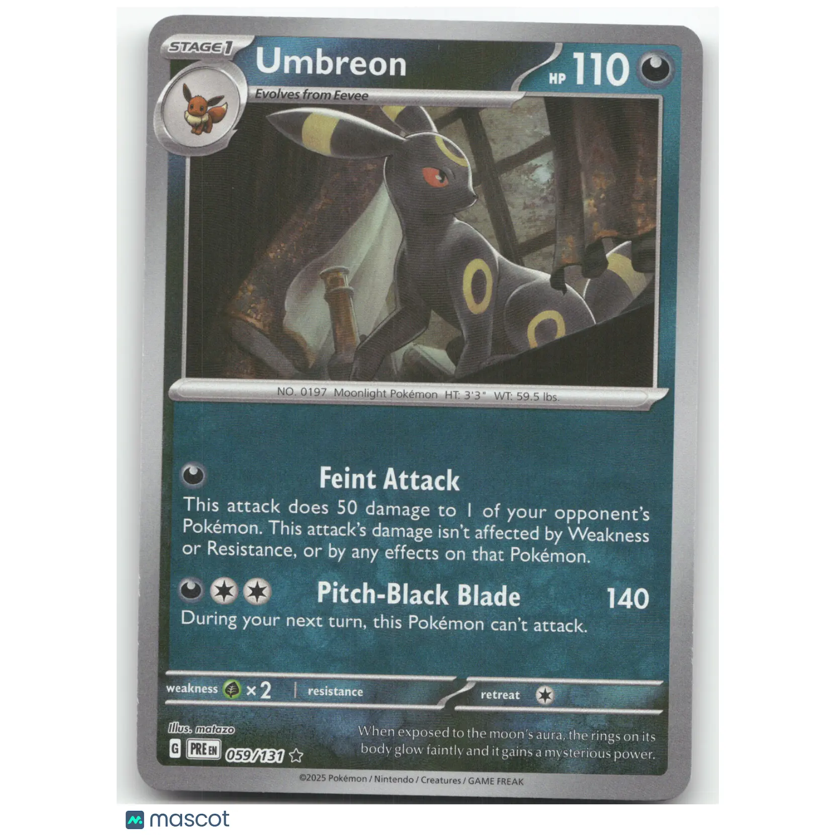 2025 Prismatic Evolutions Umbreon Master Ball Reverse Holo Rare #59/131