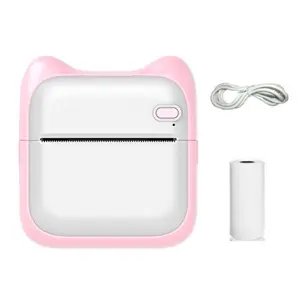FasionMior Mini Printer Sticker Maker Thermal Sticker Printer Inkless Pocket Printer Inkless Printer Mini Blue Sticker Printer Machine with 10 Rolls Paper & 5 Color Pens