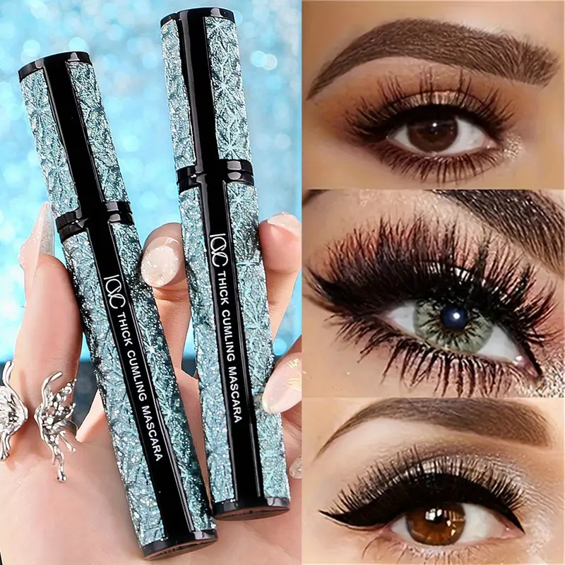 Luxury Black Mascara Cosmetic 4D Fiber Formula Lengthening Thickening Eyelashes Smudge Proof Clump-Free Waterproof Long Lasting Makeup Mascara