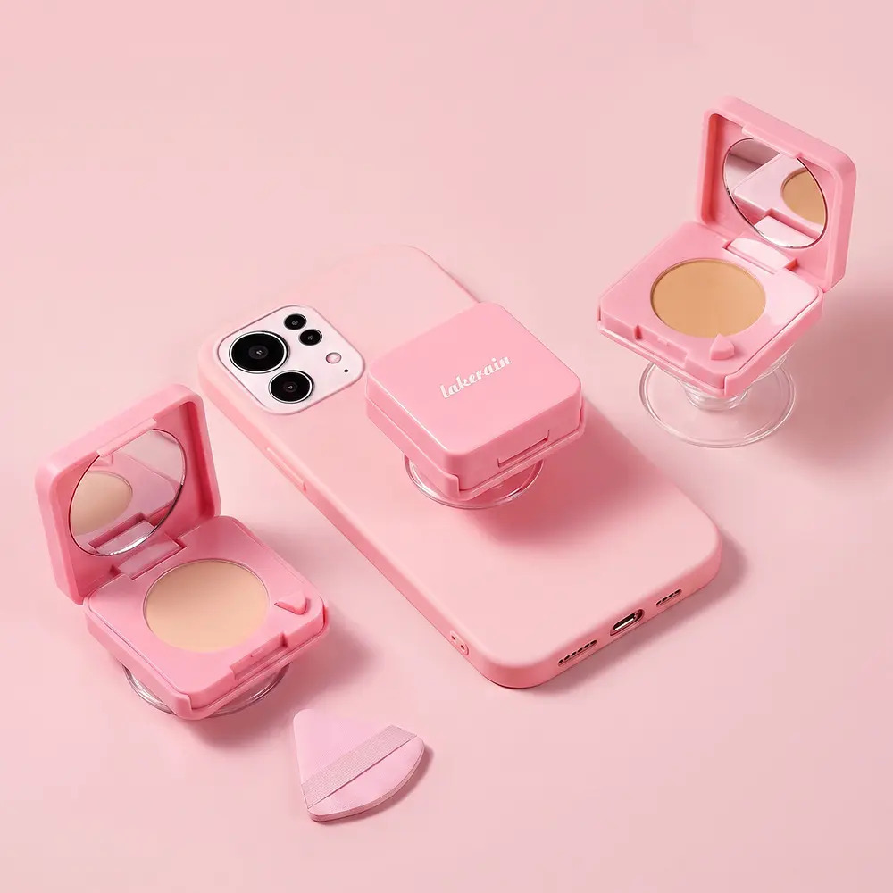 Mini Cosmetic Powder - Portable Compact Design with Mirror, Mobile Phone Grip, Light-Medium Coverage for Flawless Smooth Finish, Mini Things for Women