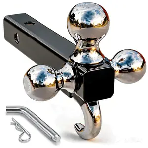 4-in-1 Trailer Hitch with Tow Hook & Pin, Fits 2" Receiver, Multi Ball Sizes (1-7/8", 2", 2-5/16"), Heavy Duty Towing for Truck SUV RV