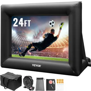Summervibes VEVOR Inflatable Movie Screen 24FT Inflatable Projector Screen for outside with 360W Air Blower Inflatable Screen Oxford Fabric Material Blow Up Screen for Outdoor Movie Supports Front/Rear Projection