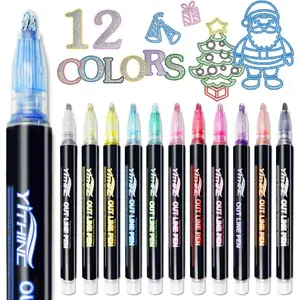 Outline Shimmer Markers, Christmas Stocking Stuffers for Tween Teen Girls Gifts Trendy Stuff, 12 Glitter Metallic Gel Pens Coloring, Arts Crafts Supplies Kits for  Boys Ages 4, 6, 8, 10, 12