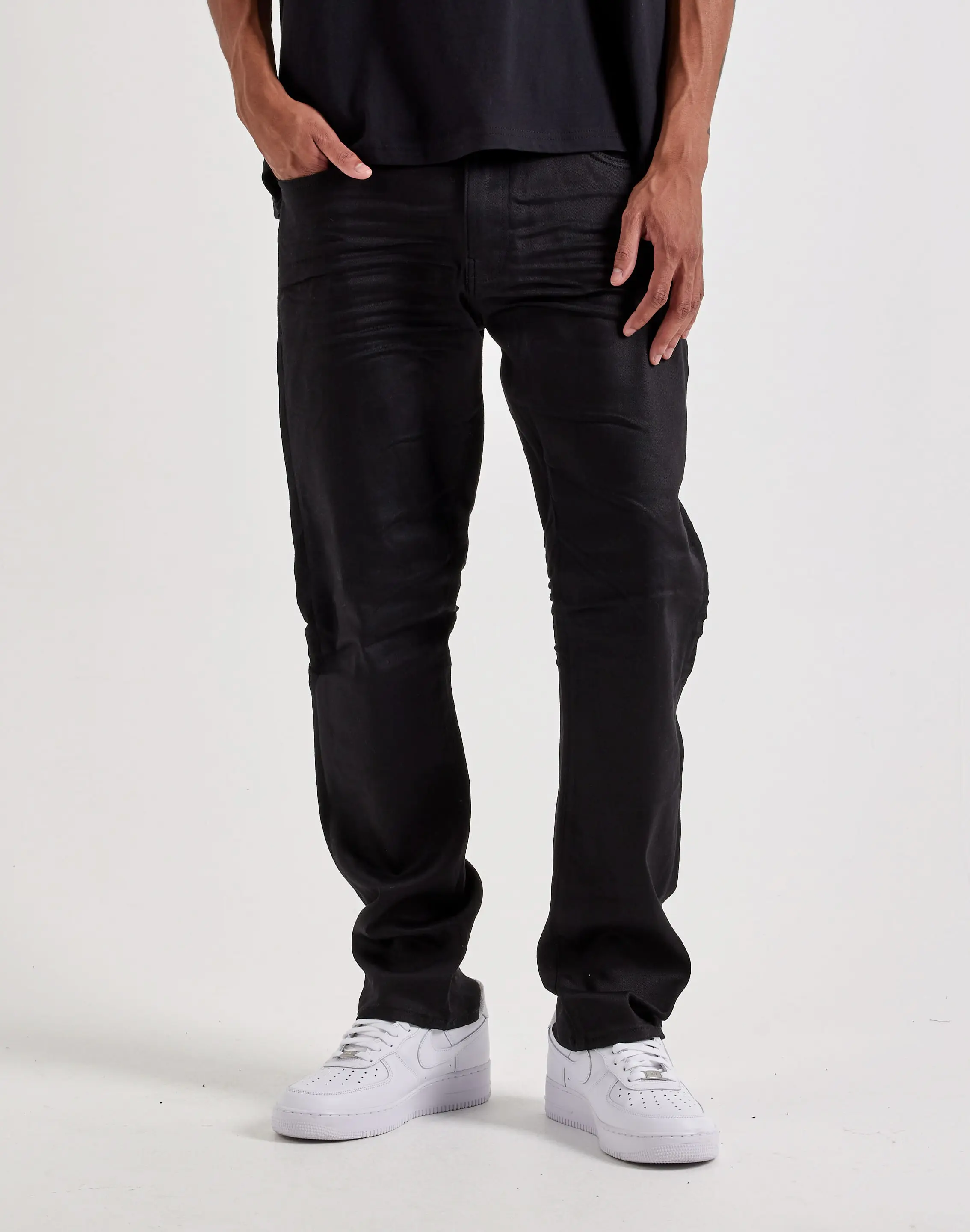 Mens Jordan Craig Collins Coated Straight Denim Jeans
