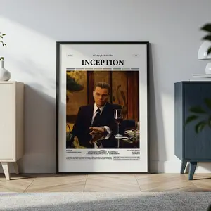 Inception Movie Poster, Leonardo DiCaprio Wall Art, Christopher Nolan Film Print, Cobb's Totem Retro Poster, Modern Cinema Decor