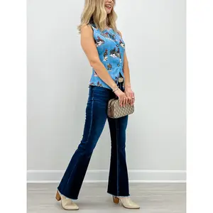 Denim Western Print Woven Vest