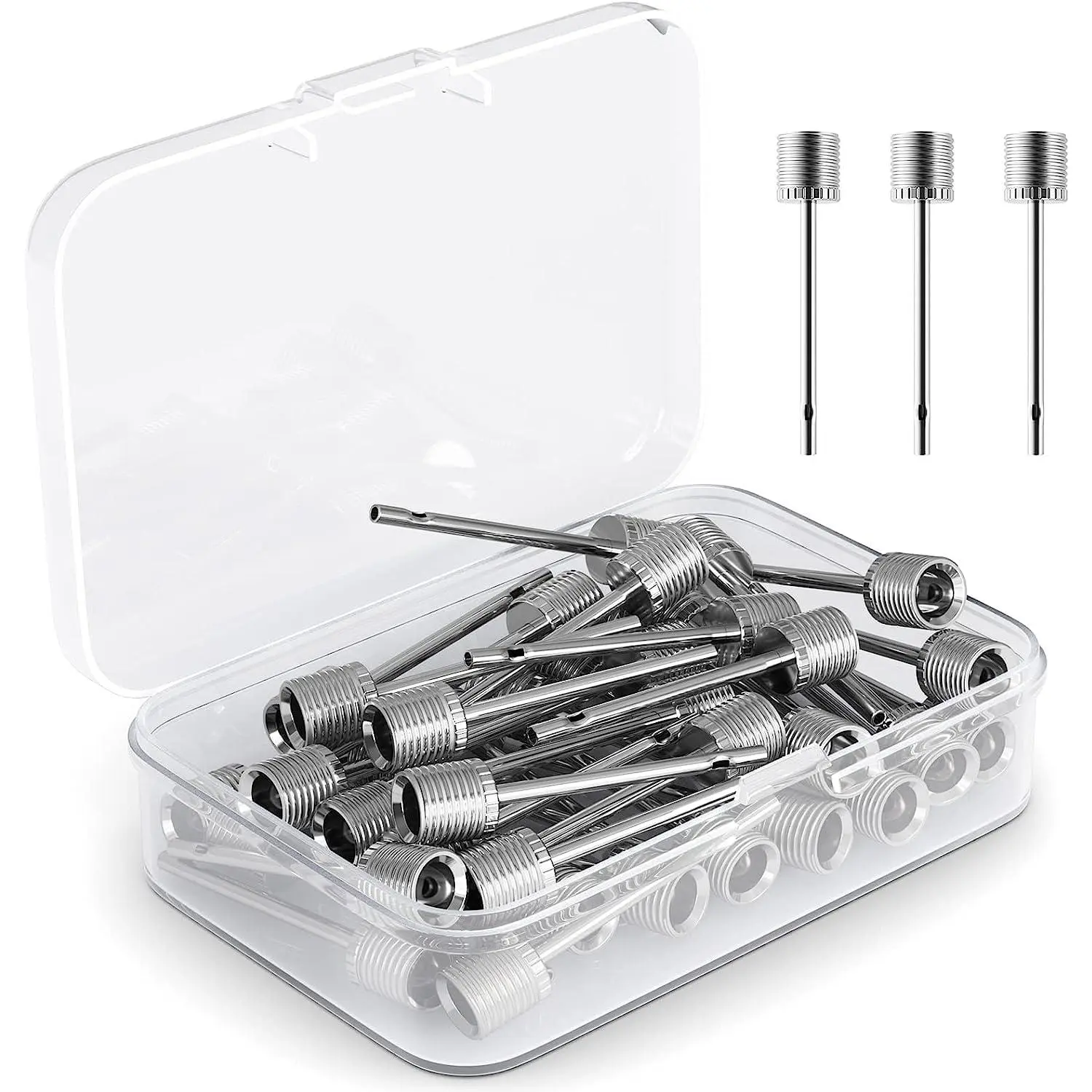 Stainless Steel Ball Pump Needles, 35-Pack Super Durable Universal Inflation Kit (38mm) for Sports Balls - Portable for Basketballs, Soccer, and Volleyballs with Storage Box, Multi-Sport, Universal Fit