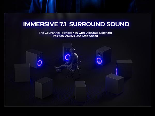 Picun G2 Over Ear Wireless Gaming Headset with Mic - Gaming Accessories, Bluetooth 5.4 Headphones, 7.1 Virtual Immersive Sound, 2.4GHz/Wired Connectivity, 5ms Lagfree Play, ENC Noise-Canceling Retractable Mic, RGB Lighting, PC Accessories for PC, PS5, PS4