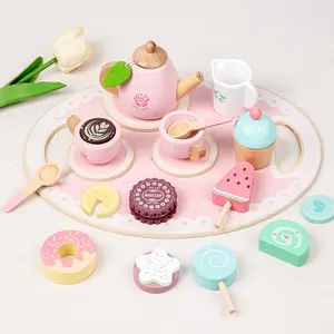 Wooden Tea Set, Realistic Afternoon Tea Playset, Pretend Play, Educational Kitchen Cooking Toy, Unisex Kids Interactive Gift