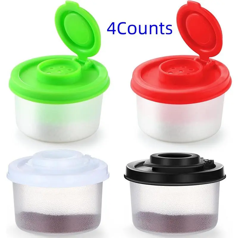 Random Color Salt & Pepper Shakers, 4 Counts Clear Plastic Seasoning Bottle with Lid, Seasoning Container, Spice Jar, Cooking Kitchen Seasoning Utensils, Kitchen Gadgets, Kitchenware