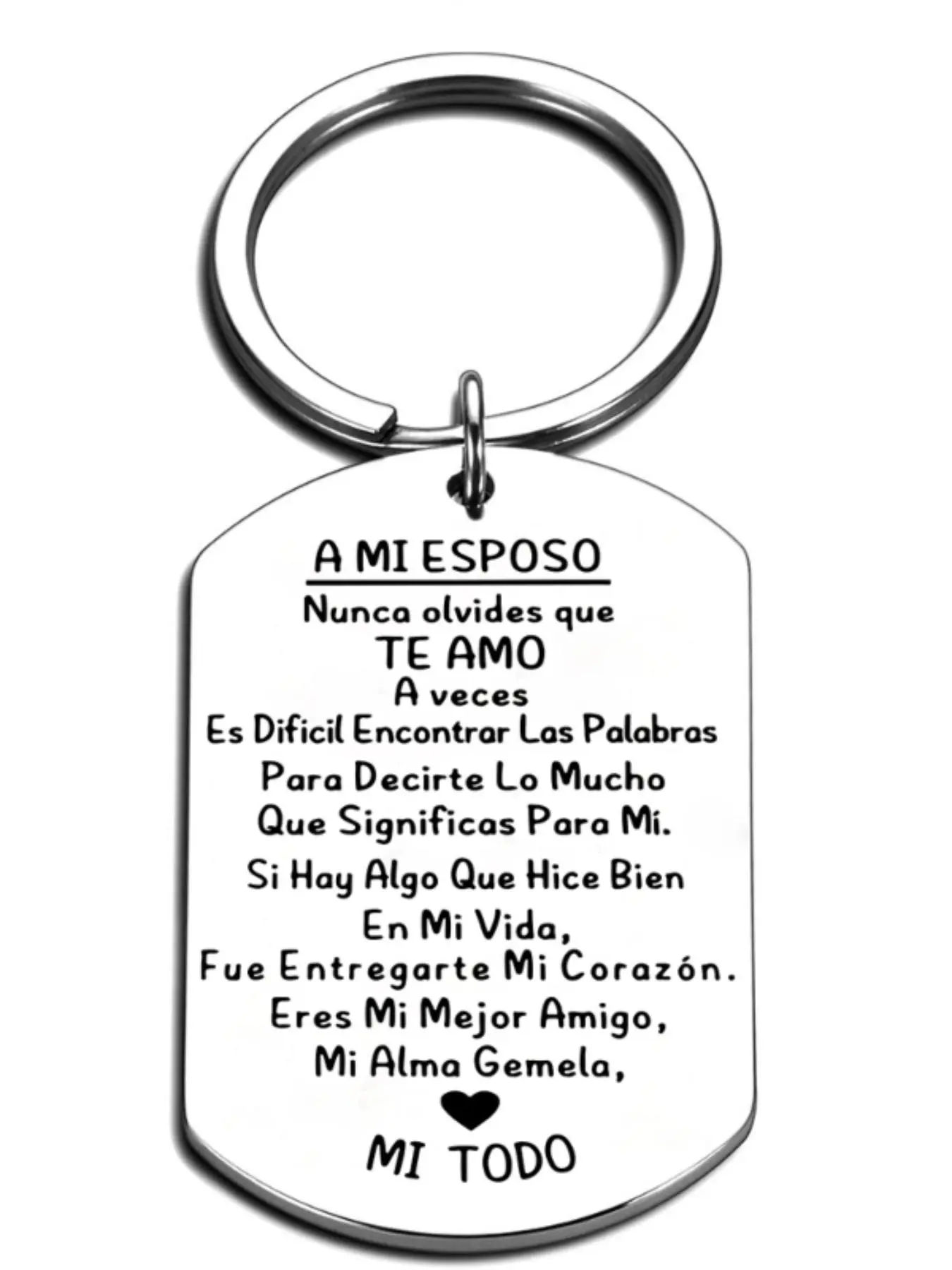 Letter Pattern Keychain, Stainless Steel Keychain for Men & Women, Fashion Accessories for Daily Use, Trendy All-match & Exquisite Keychain for Birthday Gift, Personalized Heart Tag, Double Engraved Tag