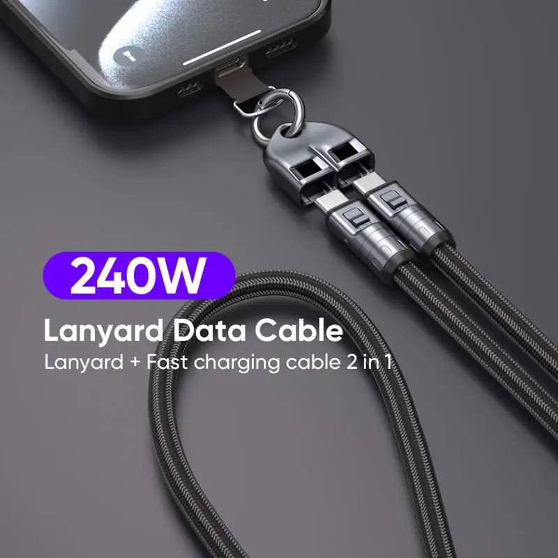 240W USB-C Fast Charging Phone Lanyard | 7mm Nylon | Crossbody/Wrist Strap-YY