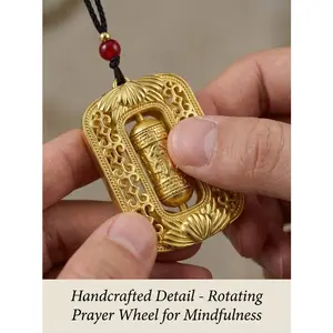 Eternal Treasure Prayer Wheel Pendant, Meaningful Peace and Blessing Gift, Elegant Accessory for Good Luck and Protection