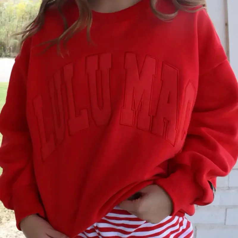 Women's Lulu Mac Hoodie-Sweatshirt, Red Casual Wear Top, Matching 1-Piece Leggings Compatible Set