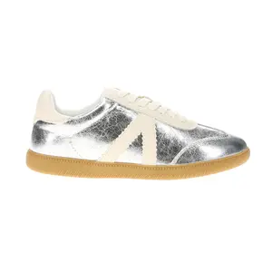 MIA Womens Klair Metallic Lace Up Sneakers Shoes Casual - Silver