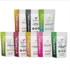 Vitalhealth All Powers Bundle:  (1) V-Organex,  (1) V-Curcumax, (1) V-Itaren, (1) V-FortyFlora,  (1) V-VitalBoost, (1) V-Control, (1) S-Balance,  (1) V-Vitadol