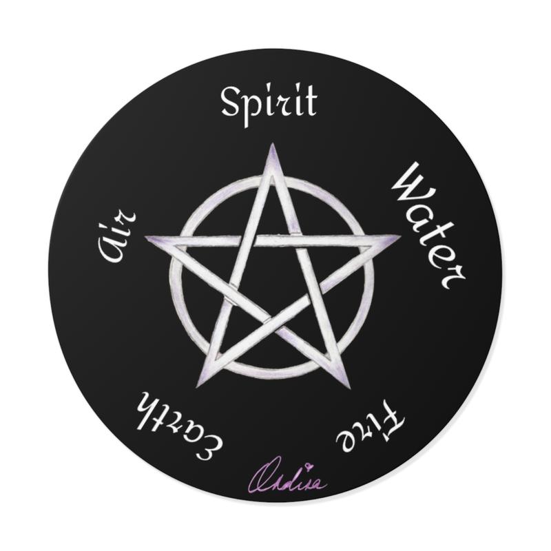 Elements Pentagram Round Vinyl Stickers - Original Design with Unique Patterns and Color Variations Circle Decor