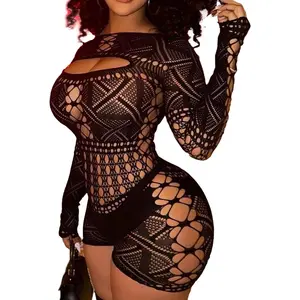 Woman Lingerie Bodysuit Fishnet Bodystocking Hollow Out Jumpsuit Bodycon Sexy Romper Womenswear Basic Minimalist