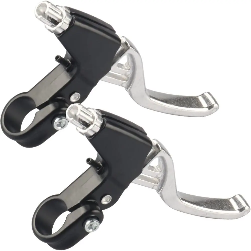 Universal 2.2cm Brake Levers Aluminum Alloy V-Brake Handlebar Brake Handle For Most Bicycle,Mountain Bike,Road Bike 1 Pair (Silver)