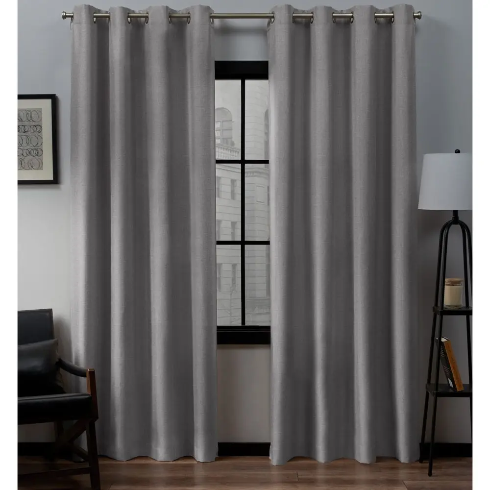 Set of 2 (96"x52") Loha Linen Grommet Top Light Filtering Curtain Panel Light Gray - Exclusive Home