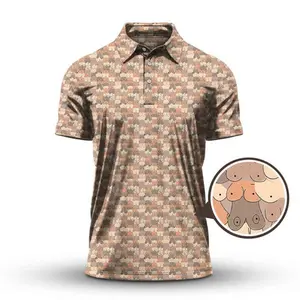 Pattern Golf Polo Shirt for Men, Funny Boob Design Golf Shirt, Crazy Novelty Golf Polo, Men’s Performance Polo