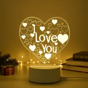 USB Powered Heart Night Light with I Love You Text, Desktop Decoration, No Battery Needed, Includes USB Cable, Perfect Christmas Gift