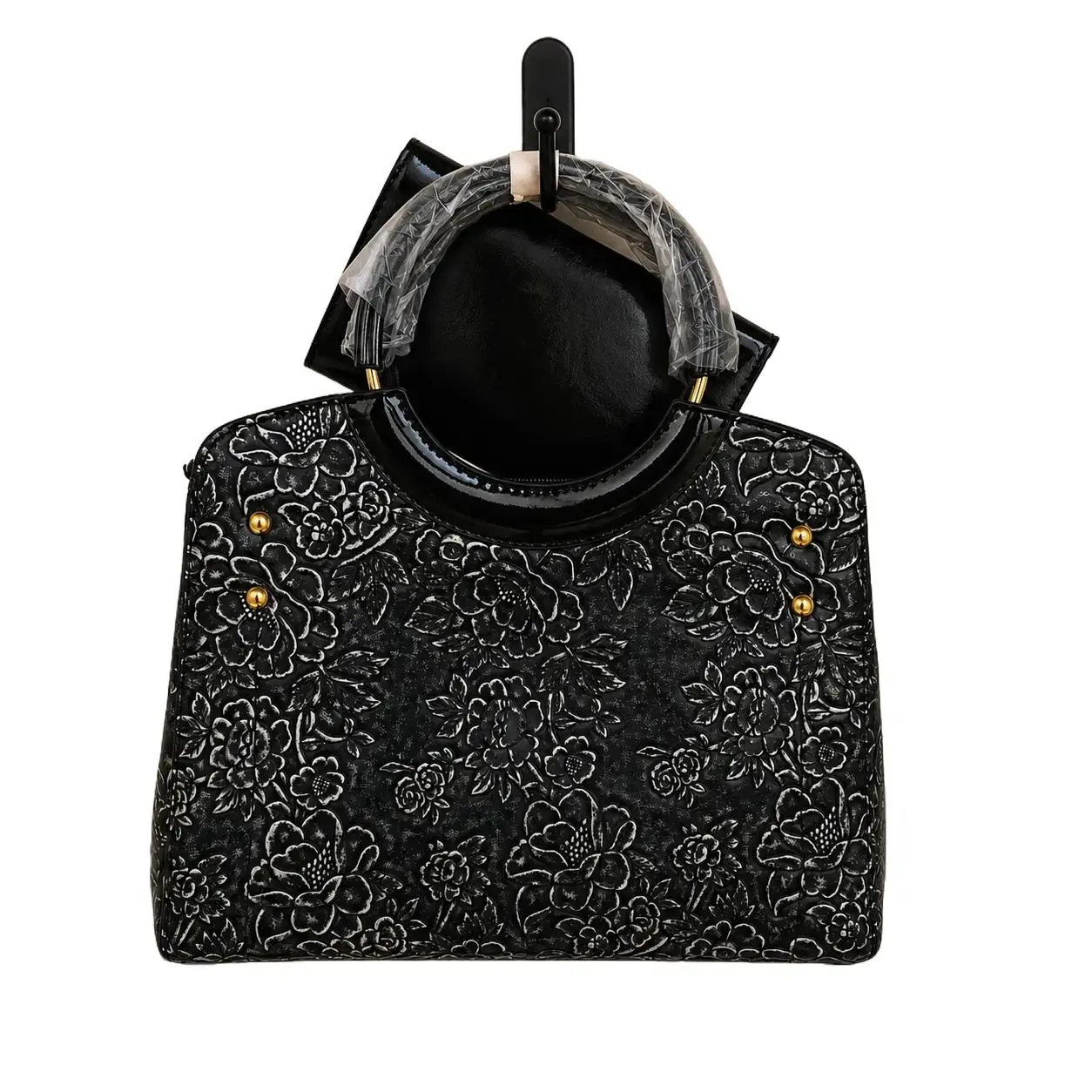 Women's Luxury Patent Leather Floral Embossed Handbag Set – Elegant Shoulder & Crossbody Purse