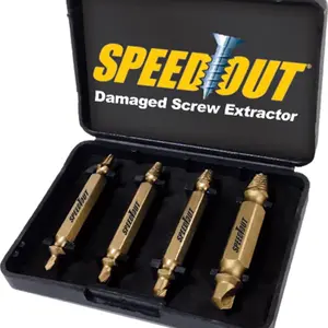 Speed Out Titanium Damaged Screw Extractor Kit, 4 Piece Set - Effortlessly Remove Damaged Screws