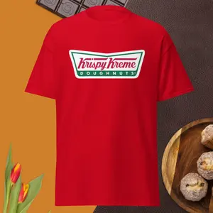 Krispy Kreme Doughnuts Vintage Logo T-Shirt: Relive Sweet Nostalgia with this Classic and Comfy Retro-inspired Tee for Doughnut Lovers