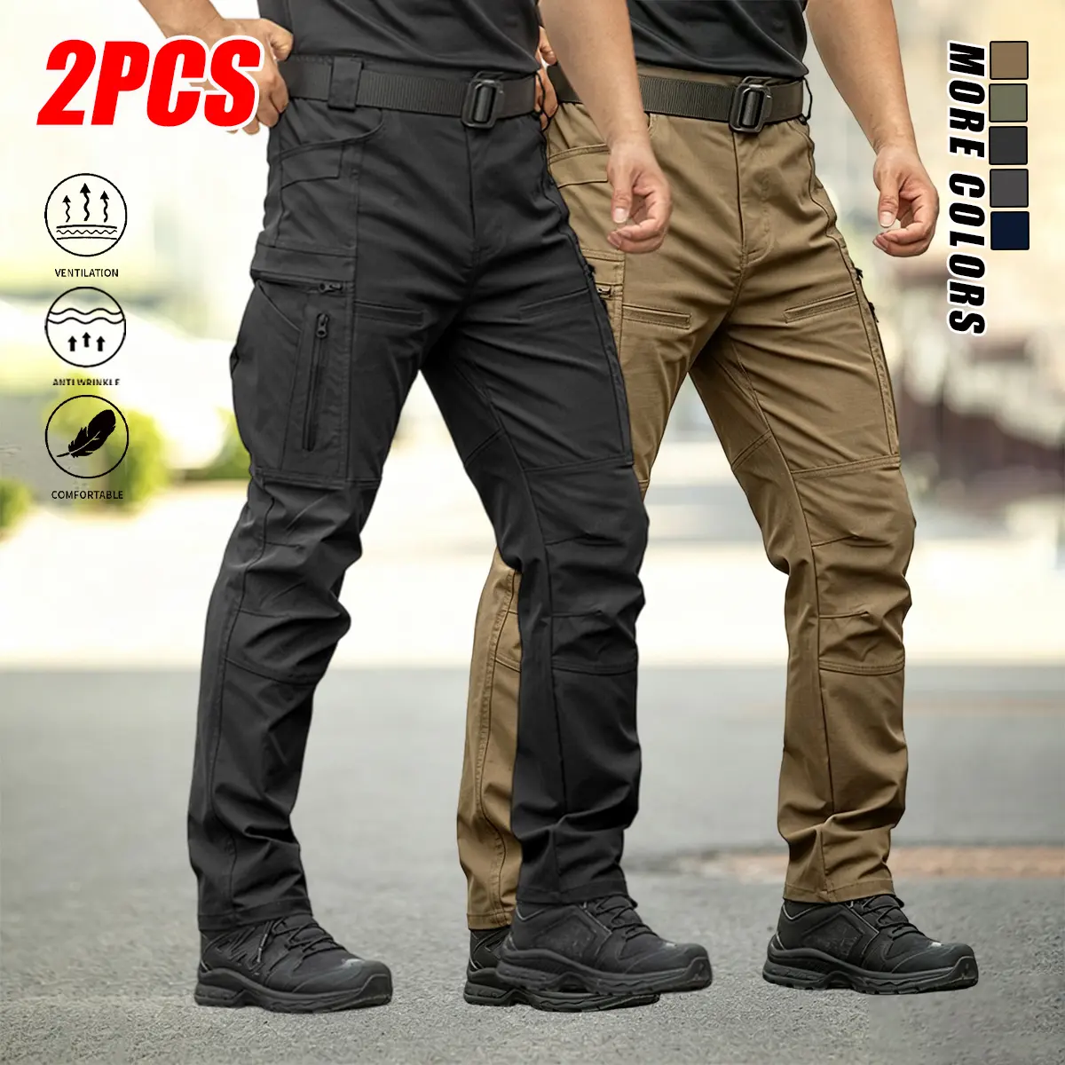 Mens Heavy-Duty Outdoor Adventure Cargo Pants - Menswear Thick Tear-Resistant Fabric, Expandable Side Pockets (No Belt Included), Straight-Leg Fit for Outdoor Work, Camping