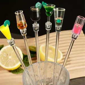 10pcs Acrylic Party Glass-Shaped Beverage Stirrer Spoon, Transparent Wine Glass Art Spoon, Suitable for Bar Party Tableware Decoration.