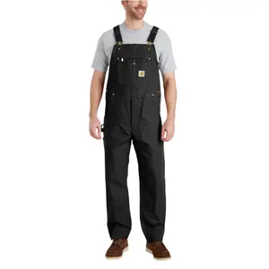 Carhartt Relaxed Fit Duck Bib Overall Black - Durable 12-ounce Cotton Duck Material with Elastic Suspenders & Multi-Compartment Bib Pocket