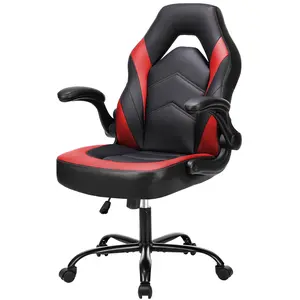 PINGO Rocking Gaming Chair with Flip-Up Armrests, Sturdy & Height Adjustable Office Ergonomic Computer Chair with Soft Comfortable Seat Cushion, For Home, Holiday Christmas & Easter Gifts