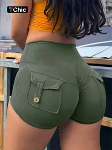 High-Waisted Butt-Lifting Yoga Shorts for Women, Sporty Slim-Fit Workout Pants with Pockets, Breathable Stretch Fabric for Running & Cycling