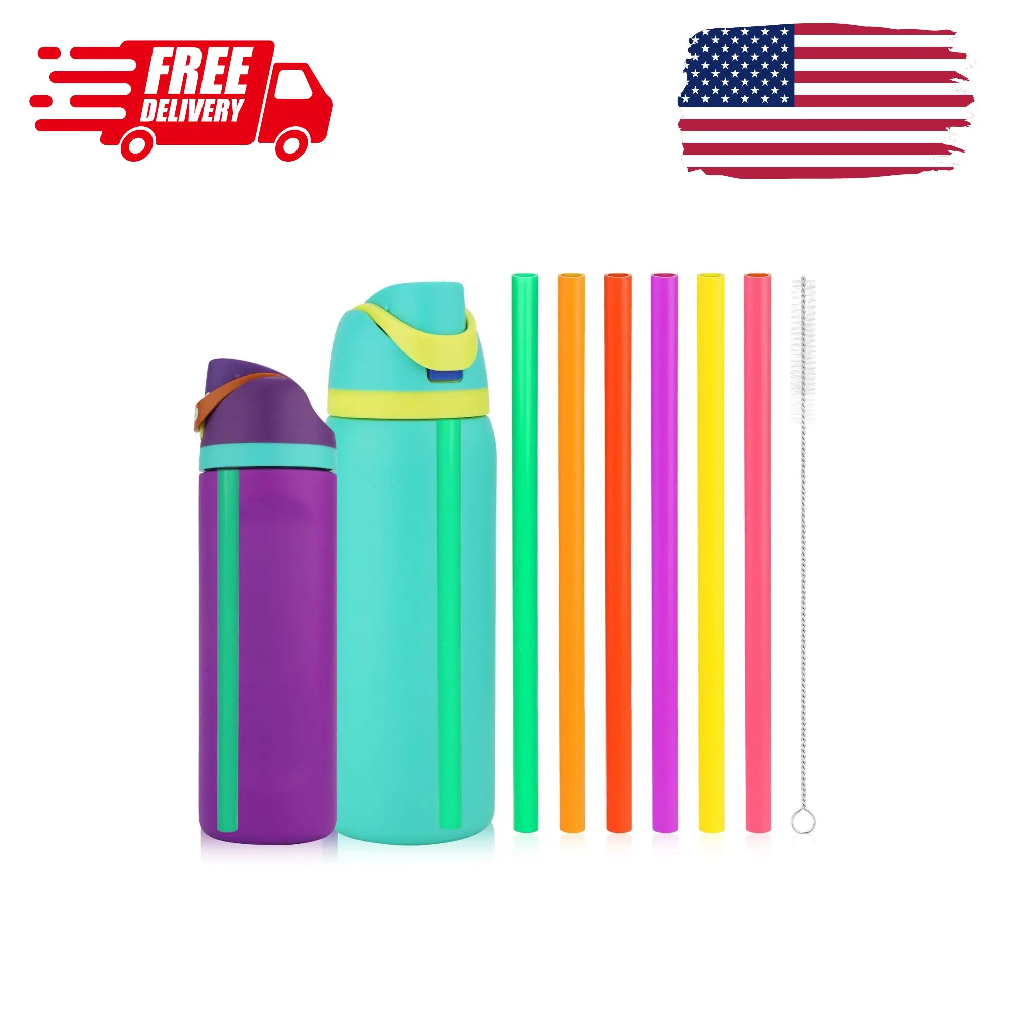 6pcs Replacement Straws for Owala FreeSip 24oz 32oz (6 Colors)