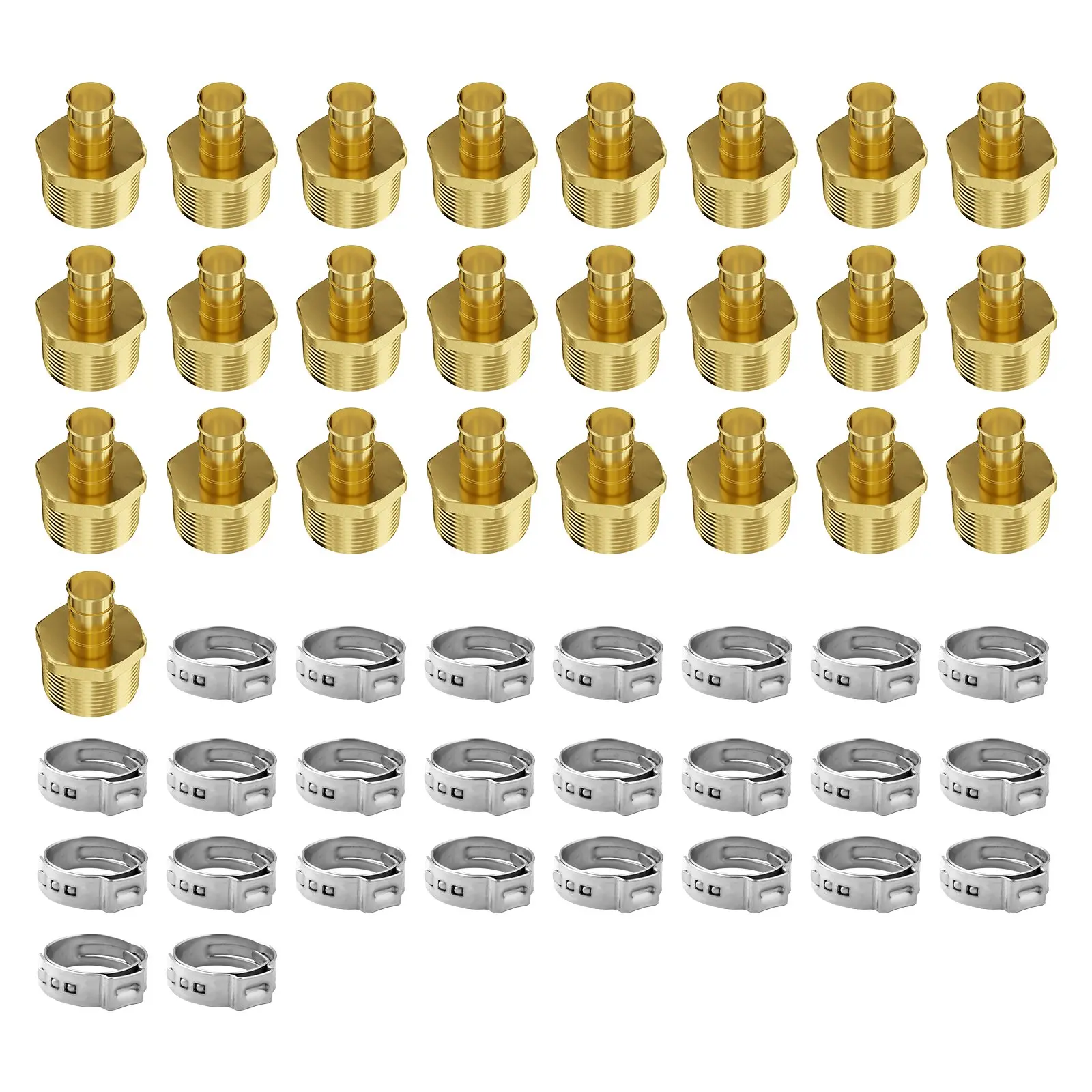 【Summerfinds】VEVOR Pipe Fittings, 1/2" 25PCS Brass Pipe Fittings, Clamp-style 1/2 NPT External Thread Pipe Connector Brass Air Fittings, Plumbing Fittings NPT Adapter for Heating/Shower Systems, Water Pipes