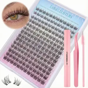 Eyelash Kit 9-12mm 168PCS Wispy Natural Cluster Eyelash DIY Lash Extension Kit with Lash Bond and Seal, Lash Tweezers, DIY Eyelash Extension Kit for Beginners