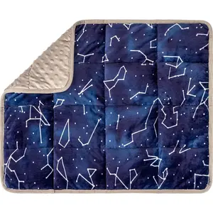 Weighted Lap Pad 5 lb, 20 x 23 in, Blue Constellations Portable Weighted Comfort Blanket Soft Sensory Lap Throw Machine Washable for Travel & Home Relaxation Blanket