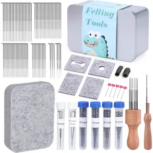 Needle Felting Tools, 70 Pcs Felting Needles, 4.5"x3.5" Wool Felt Pad, Wooden Handle Finger Cots for Wool Felted Beginner Professional DIY